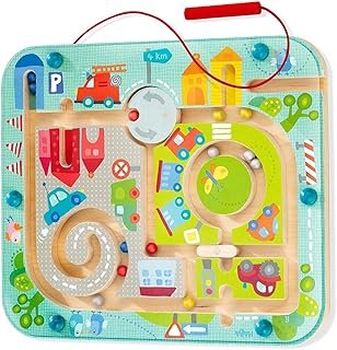 Haba 301056 - Magnetic Game City Labyrinth Educational Wooden Toy for Children from 2 Years and Above Training Logic and Fine Motor Skills