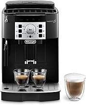 De'Longhi Magnifica S ECAM 22.110.B fully automatic coffee machine with milk frother for cappuccino, with espresso direct selection buttons and rotary control, 2-cup function, 1.8 liter water tank, black / silver