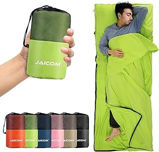 JAICOM Sleeping Bag, Ultralight Silk Sleeping Bag for Travel, 2-in-1 Sleeping Bag, Comfortable and Soft Sleeping Bag, Small Pack Size, Made of Microfibre, Ideal for Backpacking, Hotels