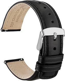 WOCCI Quick Release Watch Strap, Distressed Genuine Leather, Stainless Steel Clasp, Strap Width 18 mm, 19 mm, 20 mm, 22 mm, 24 mm