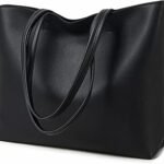 MEEGIRL Women's Handbags, Simple Handbags, PU Leather Tote Shopper Bag for Work, School, Shopping with Zip and Inner Pocket