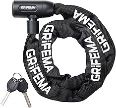 GRIFEMA Bicycle Lock, High Security Anti Theft Bicycle Chain Lock, Hardened Steel Chain Links, 7mm x 1200mm, Black
