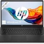 HP Laptop, 17.3 Inch HD+ Display, Intel Celeron N4120, 8 GB DDR4 RAM, 256 GB SSD, Intel UHD Graphics, Windows 11, QWERTZ Keyboard, Black