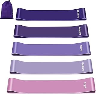 Fokky Fitnessbänder [5er Set], 100% Naturlatex Resistance Bands Widerstandsbänder mit Übungsanleitung auf Deutsch & Tragebeutel, Gymnastikband Fitnessband für Muskelaufbau Pilates Yoga