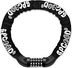 SPGOOD Bicycle Lock with Numbers and High Security Level, Bicycle Chain Lock, Number Code Combination Lock, Hardened Steel Chain Links, 14 Colours