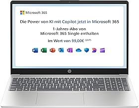 HP Laptop, 15.6 Inch FHD Display, Intel Processor N100, 4 GB DDR4 RAM, 128 GB UFS, Intel UHD Graphics, Windows 11 Home in S Mode, QWERTZ Keyboard, Natural Silver