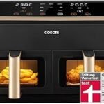 COSORI Hot Air Fryer, 2 Compartments, 6-in-1, Dual Zone, XXL, 8.5 L, Two Chambers, with Viewing Window, for Full Meals, 50 Recipes, Energy-Saving