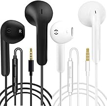 2 Pack Headphones with Cable In-Ear Headphones Cable Earphones with Microphone and Volume Control Headset with 3.5 mm Headphones for Phone Samsung Huawei Android Smartphone Laptop MP3 Players