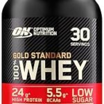 Optimum Nutrition Gold Standard Whey Protein Powder Muscle Building Supplements With Glutamine and Amino Acids, Vanilla Ice Cream, 30 Servings, 900g, packaging may vary