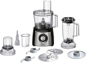 Bosch MultiTalent 3 MCM3501M Compact Food Processor, 50 Functions, Mixing Bowl 2.3 L, Mixer 1.0 L, Utility Knife, Cutting and Rasping (Fine, Coarse), Chopper, Impact Disc, 800 W, Black.