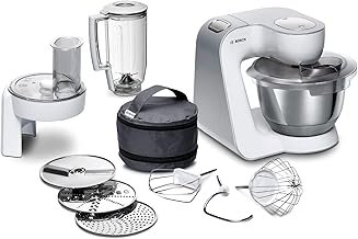 Bosch MUM5 MUM58L20 CreationLine Food Processor, Versatile, Large Stainless Steel Bowl (3.9 L), Continuous Shredder, 3 Slices, Mixer, 1000 W, Red/Silver