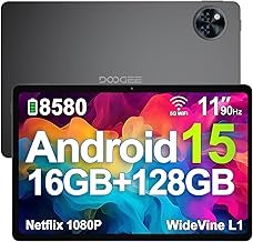 DOOGEE U11 Android 15 Tablet 11 Inch 16GB RAM + 128GB ROM (2TB TF) 8580mAh Gaming Tablet Android, 13MP + 5MP, Octa-Core Tablets PC 2.4G+5G WLAN GMS/WidevineL1/ 3.5mm Audio/GPS/Face ID/OTG [2025]