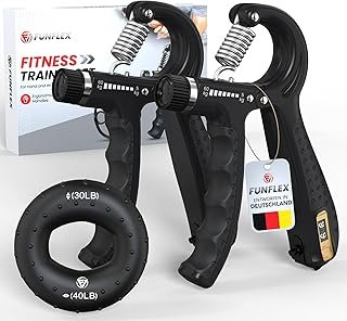 FUNFLEX Hand Trainer, Finger Trainer, Grip Strength Trainer, Set of 2, 5-60 kg, Adjustable Resistance Forearm Trainer, Grip Ring, Finger Strength Grip Trainer, Fitness Strength Training for Hand