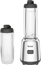 Tefal Mix and Move BL15FD Mini Stand Mixer, 300 Watt, 2 Bottles of To-Go in Premium Tritan, Compact Design, Easy to Clean, Removable Blades, Single Button Operation, Silver/Grey