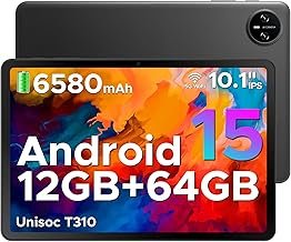 DOOGEE Tab A9 Tablet 10 Inch Android 15, 12GB RAM + 64GB ROM (TF 2TB) Gaming Tablet, 6580mAh, Unisoc T310, Dual Speaker, 5G WiFi, 8MP Camera, Type-C, GMS, Bluetooth 5.0, Face ID, 3.5 mm Headphone Jack