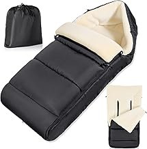 Foot Muff for Pram Winter, Universal Foot Muff Buggy with Adjustable Zip, Easy Access, Removable & Durable, Waterproof, Warm Thick Fabric, Washable, Classic Black