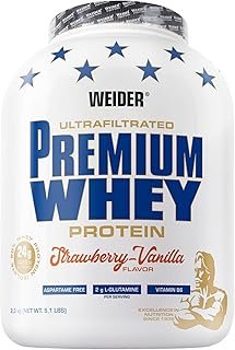 Weider Premium Whey Protein Powder, Low Carb Protein Shakes with Whey Protein Isolate, Strawberry Vanilla, (1x 2.3 kg)