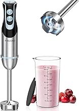 FRESKO Hand Blender, 1000 W Stainless Steel Purée Stick with 12 Speed Levels, Turbo Button, 700 ml Cup with Lid for Preparing Gravy, Baby Food and Soup