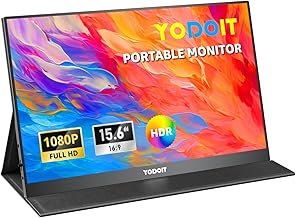 Yodoit Portable Monitor, 15.6 Inch 1920 x 1080P FHD Portable IPS Display with USB Type C & HDMI Connection and Built-in Speaker, Eye Care Screen for PC, Laptop, Xbox, PS 3/4/5, Switch and TV