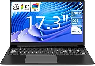 SGIN Laptop 17.3 Inch, 4GB RAM 128GB SSD Notebook, I3 5005U, FHD IPS, 2 x USB 3.2, Bluetooth 4.2, Dual Band WiFi, Expandable Memory 512GB TF