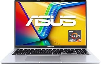 ASUS Vivobook 16 Laptop | 16 Inch WUXGA Anti-Glare IPS Display | AMD Ryzen 5 7430U | 16 GB RAM | 512 GB SSD | AMD Radeon | Windows 11 | QWERTZ Keyboard (German Layout) | Cool Silver
