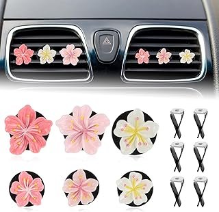 LIQWEI Pack of 6 Daisy Flower Car Air Freshener Clip, Flower Car Diffuser, Car Decoration for Ventilation, Car Accessories, Interior, Women, Aromatherapy, Flowers