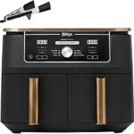 Ninja Foodi MAX Dual Zone [AF400EUCP] Hot Air Fryer, Amazon Exclusive, 2 Large Frying Compartments, 6 Functions, 2 Independent Garzones, 9.5 Litres, Copper/Black