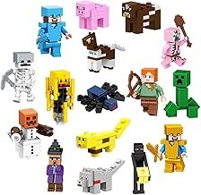 Occzin Mini Figures Miner Gamer Figure Set Cake Decoration Figures Video Game Figure Miner Gamer Building Blocks Toys Gift for Children Boys Girls and Game Fans 2-7 cm Pack of 16