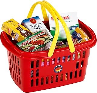 Theo Klein 9693 Filled Shopping Basket, Robust Basket with Sturdy Handles, Includes 21 Accessory Boxes, Toy for Children from 2 Years