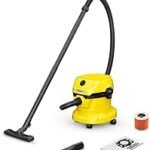 Kärcher WD 2 Plus V-12/4/18/C Wet/Dry Vacuum Cleaner with Cartridge Filter, Fleece Filter Bag, 1000 W, Plastic Container: 12 L, Suction Hose: 1.8 m, Blow Function, Floor and Crevice Nozzle, Black,