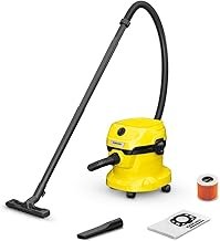 Kärcher WD 2 Plus V-12/4/18/C Wet/Dry Vacuum Cleaner with Cartridge Filter, Fleece Filter Bag, 1000 W, Plastic Container: 12 L, Suction Hose: 1.8 m, Blow Function, Floor and Crevice Nozzle, Black,