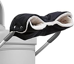 Newpop Pram Hand Warmer Gloves, Pram Muff with Warm Fleece and Cotton, Hand Muff Waterproof, Windproof, Universal Size for Prams, Buggies, Bicycle Trailer Accessories, Winter, Black