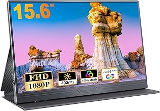 CUIUIC Portable Monitor, 15.6 Inch Portable Mobile IPS Screen, FHD 1920 x 1080 HDR USB C with Type-C HDMI Port, for Laptop/MacBook/PC/Xbox/PS/Switch, with Protective Case