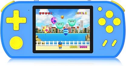 Aojiao Handheld Game Consoles for Children with 218 Retro Video Games, Portable Travel Toy for 4-13 with Rechargeable Battery 3.0 Inch Screen, Mini Gaming Player Gifts for Boys Girls (Blue)