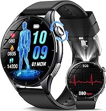 2025 Smartwatch for Men with LED Torch, 1.56 Inch AMOLED Smartwatch with Calls, Bluetooth/Heart Rate 24 H/SPO2, Sports Watch with Pedometer, Sleep/SOS, for Android iOS (Black)