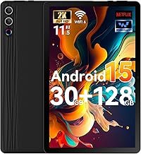 Ainmel Tablet 11.5 Inch Android 15, 30GB RAM 1TB TF, 2K Android Tablet 2000 x 1200 FHD, 8400mAh, Widevine L1, 13MP Camera, WiFi 6&BT 5.3, Face ID Tablet PC for Work/Study - Black