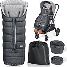 Orzbow Winter Footmuff Pushchair with Interchangeable Base, Waterproof Foot Muff Pushchair Baby with Zip, Universal, Non-Slip, 97/117 x 44 cm, Dark Grey