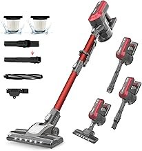 Akitas V10 Wireless Vacuum Cleaner 30V 450W Up to 50 Minutes Running Time 3 Suction Levels Handheld and Handle Vacuum Cleaner Brushless Digital Motor Rechargeable Lithium Battery Ideal for Carpets and