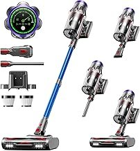 Avalsor Battery Vacuum Cleaner 48000 Pa/580 W/65 Min, 1.8 L Cordless Vacuum Cleaner with Dust Scraper Function, Anti-Tangle Brush, 8-Way Filtration Battery Vacuum Cleaner Self-Standing for Carpets/Pet