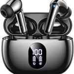 Bluetooth Headphones, Wireless Bluetooth 5.4 In-Ear Headphones with 4 ENC Noise Cancelling Mic, LED Display, 48 Hours Deep Bass Wireless Earbuds, IPX7 Waterproof Earphones for Work and Study