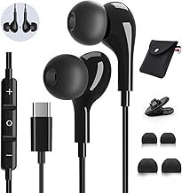 USB C Headphones with Microphone, In-Ear Headphones for Samsung Galaxy S24 S23 Ultra S22 S21 S25 FE A56 A55 A35 A54 5G A16, USB C Headset with Volume Control, for iPhone 15 16 17 Pro Max Air iPad 10