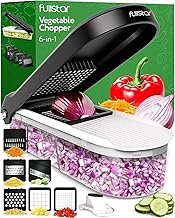 Vegetable Cutter Mandolin Vegetable Slicer - Vegetable Cutter Cucumber Slicer Onion Cutter Potato Cutter Fruit Cutter - Grater for Vegetables and Cheese - Julienne Cutter (6-in-1 Compact White)