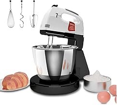 Food Processor, Kneading Machine with Stainless Steel Mixing Bowl, 7-Speed Adjustment Kneading Machine with Mixing Hook, Dough Hook, Beater (HU1)