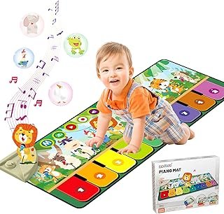 Rodzon 63301 Baby Toy from 1 Year, Music Mat Children 19 Songs 10 Animals, Children's Toy from 1 2 3 Years Piano Mat Gift Girls Boys Christmas Birthday
