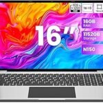 jumper Laptop 16 Inch IPS 1920 x 1200, Intel N150 (3.6 GHz), 16GB RAM 1TB SSD + 128GB eMMC Notebook, 2 Stereo Speakers, USB 3.0/Mini HDMI/38Wh Battery (Grey)