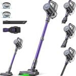 Suirviz Cordless Vacuum Cleaner, 40000Pa/500W/45Min Battery Vacuum Cleaner with Self-Standing Function, Lightweight Cordless Vacuum Cleaner with Green Light for Hard Floors, Carpets, Pet Hair