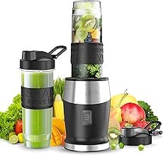 Blender, 500 W Smoothie Maker, Stand Mixer & Mixer Smoothie Maker with 2 x 570 ml Smoothie Bottles, BPA-Free Tritan, Portable Blender Made of Stainless Steel, 4 Blades for Shake and Smoothie