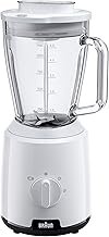Braun PowerBlender 1 Hand Blender with Triangular Glass Jug, 2 Speeds, Ice Crushing Function, JB1050WH, 600 W, White