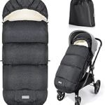 Orzbow Winter Footmuff Buggy Foot Muff Pushchair Baby Winter with Wamres Sherpa Fleece, Zip, Removable, Universal & Waterproof, Machine Washable, Dark Grey