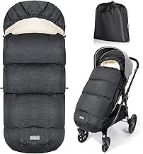 Orzbow Winter Footmuff Buggy Foot Muff Pushchair Baby Winter with Wamres Sherpa Fleece, Zip, Removable, Universal & Waterproof, Machine Washable, Dark Grey